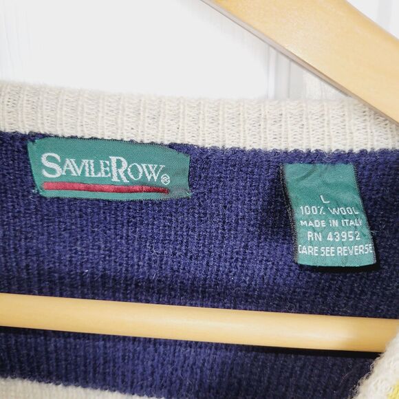 Savile Row Sweater Large Wool Colorblock Bishop Varsity Jumper Preppy Vintage - Picture 6 of 10